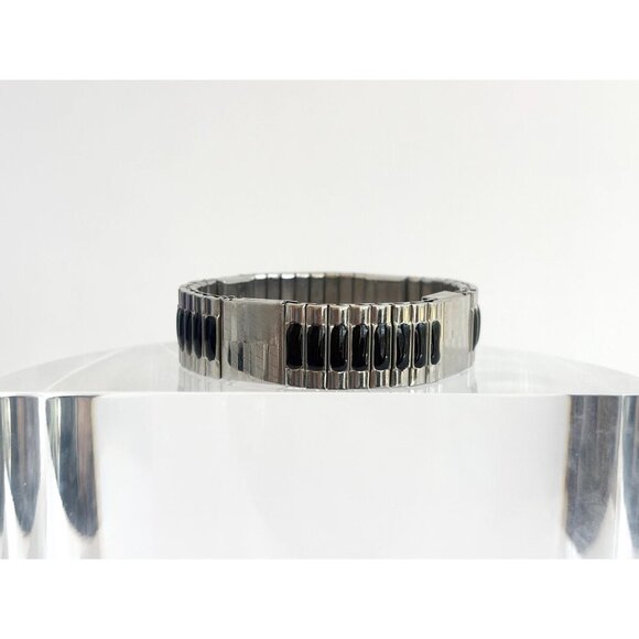 Two Toned 1970's Back Flexible Stretch Elastic Unisex Minimalist Bracelet - Picture 8 of 10